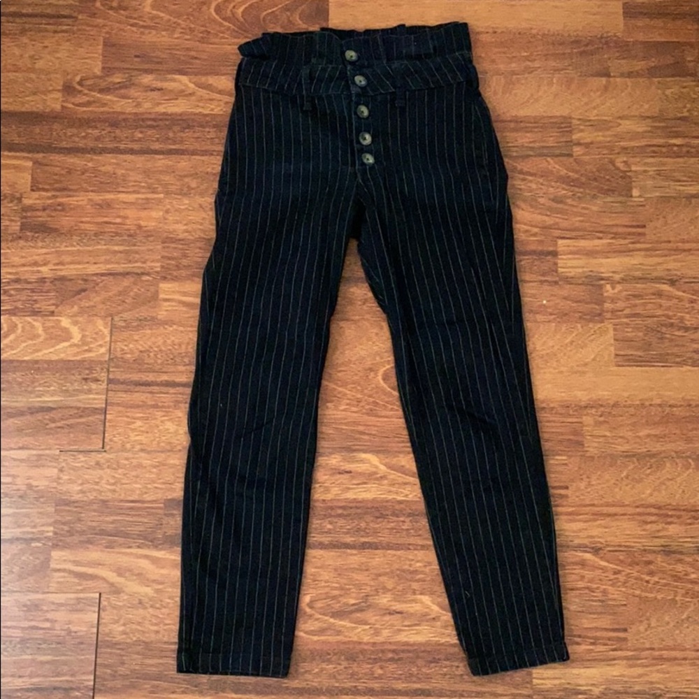 FREE PEOPLE - Paperbag Button Up Striped Pants